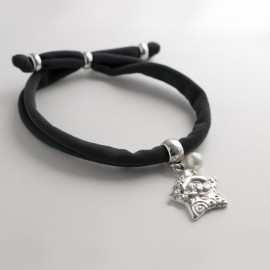 PULSERA ESTRELLA NAVIDAD PAPA NOEL BA&Ntilde;O PLATA CON PERLA