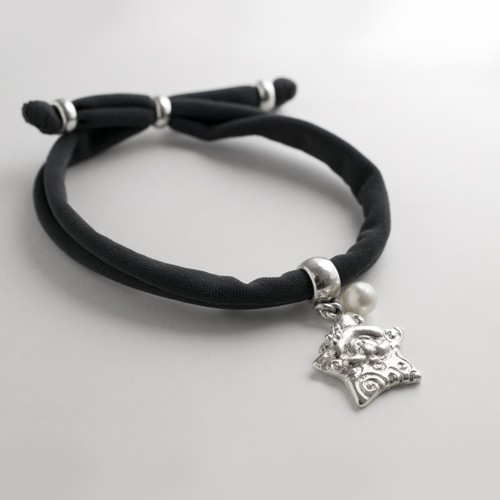 PULSERA ESTRELLA NAVIDAD PAPA NOEL BA&Ntilde;O PLATA CON PERLA
