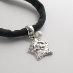 PULSERA ESTRELLA NAVIDAD PAPA NOEL BAÑO PLATA CON PERLA