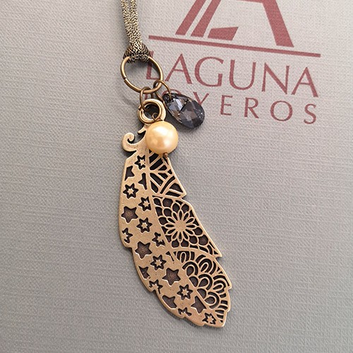 Colgante Pluma Cordon Dorado 