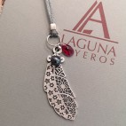 Colgante Pluma Cordon Metalizado en Plata